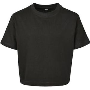 Build Your Brand Cropped Jersey T-shirt voor meisjes, zwart.