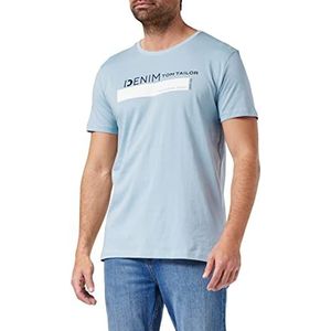 Tom Tailor Denim 1030693 heren T-shirt met logoprint (1-Pack), 20000 - wit, L