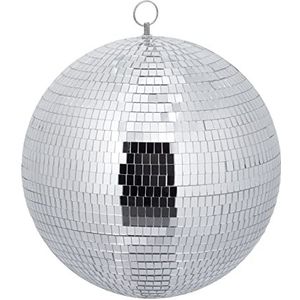 Relaxdays Gefacetteerde bal, diameter 30 cm, decoratie, hangende bal, grote feestbal met metalen oogje, zilver