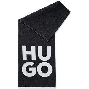 HUGO Women-Z 642 damessjaal met franjes met contrast logo, zwart, Eén maat, zwart.