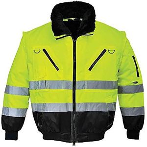 Portwest 3-in-1 pilotenjack met hoge zichtbaarheid. Kleur: Geel/zwart, maat: XXXL, PJ50YBRXXXL