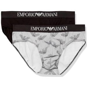 Emporio Armani Emporio Armani Klassieke slips voor heren, 2 stuks, Eagle Print/Zwart