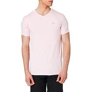 Gianni Kavanagh Light Pink T-shirt voor heren V Neck Core Medal, Lichtroze