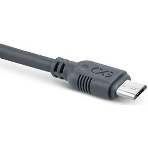 eXc WHIPPY Micro USB-kabel voor mobiele telefoon, 2 m, snellaadfunctie, gegevensoverdracht, ideaal voor gebruik in de auto, voor de powerbank of voor gegevensoverdracht, grijs