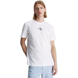 Calvin Klein Jeans T-shirt Monologo Regular Tops van gebreid S voor heren, Briljant wit