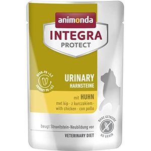 Animonda Integra Protect Adult Urinary Struvitstein, Animonda Hoogwaardig natvoer voor katten, graanvrij, dieetvoer voor katten met urinestenen, met kip,