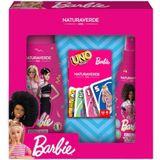 Naturaverde | Kids - Barbie Gift Set 2023 ""UNO CARDS"" cadeauset met douche 300 ml, spuitbalsem 200 ml en kaarten van One di Barbie, gemaakt in Italië