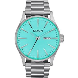 NIXON Herenhorloge, analoog, kwarts, met armband van roestvrij staal A356-2084-00, zilver/turquoise, armband, zilver/turquoise, armband