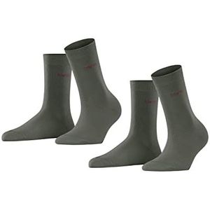 ESPRIT Dames Uni 2-pack ademende sokken biologisch duurzaam katoen versterkt duurzaam zachte platte teennaad voor dagelijks leven en werk multipack set van 2 paar, Thymian Groen 7821