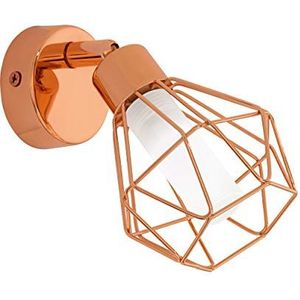EGLO Zapata Led-wandlamp, plafondlamp, wandspot van metaal en gesatineerd glas, woonkamerlamp in koper en wit, halverlichting, inclusief G9-lichtbron, warmwit