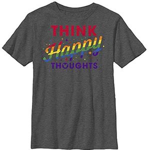 Disney Mickey Think Happy Throught Pride Rainbow Boys T-shirt, donkergrijs, XS, Donkergrijs