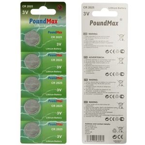 PoundMax® 5 stuks CR2025 lithium knoopcellen voor horloges