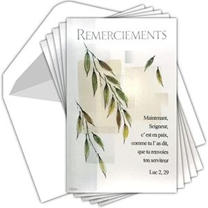 AFIE C5204 Dankbetuigingen Condoleance set van 5 identieke kaarten + 5 witte enveloppen, formaat 9 x 14 cm, religieuze tekst, sterfgevallen, begrafenis, kerk, rouw, bladeren, boom, tas, gemaakt in