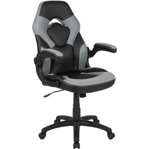 Flash Furniture Gamingstoel met hoge rugleuning, ergonomische bureaustoel, met verstelbare armleuningen en netstof, ideaal als spelersstoel, voor thuis en op kantoor, grijs