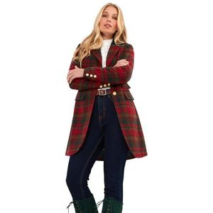 Joe Browns Manteau long à carreaux en velours pour femme, Rouge, 38