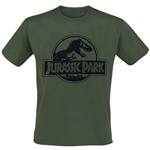 Jurassic Park Logo T-shirt voor heren, korte mouwen, groen, regular/normale pasvorm, Groen