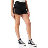 Urban Classics Damesshorts met hoge taille denim, Zwart/Grijs