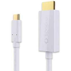 sonero UCC011-015 USB-C naar HDMI 2.0-kabel (4K @ 60Hz, 18Gbps, USB 3.1, oude modus, Thunderbolt 3, compatibel met MacBook Pro, Samsung S8, Dell XPS 15 en andere USB-C computers) wit