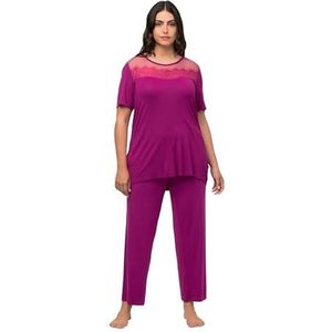 Ulla Popken Pyjama viscose kant dames pyjama, Donker lila