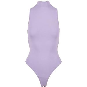 Urban Classics Mouwloze body voor dames met schildpadkraag en drukknoopsluiting, breed decolleté aan benen en mouwen, rolkraag, maten XS tot 5XL, Lavendel