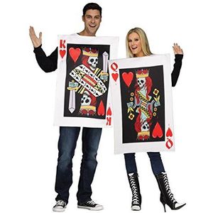 King & Queen of Hearts Fancy Dress kostuum voor volwassenen, meerkleurig, Eén maat
