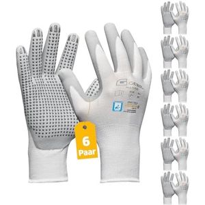 Gebol Multi Flex White 6 paar nitril werkhandschoenen dermatologisch getest voor heren, maat XXL (maat 11), wit, multipack
