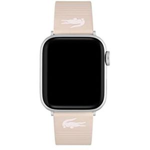 Lacoste Unisex Apple Watch armband roze leer met gestempelde strepen, Roze, Riem