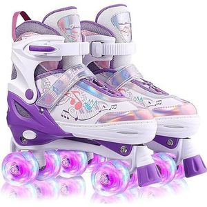 Rolschaatsen voor kinderen, voor meisjes en jongens, verstelbare rolschaatsen met 4 wielen - Met lichtgevende wielen - Voor beginners en kinderen