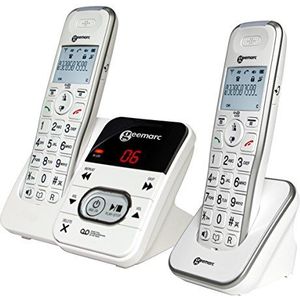 Geemarc Amplidect 295 Duo Draadloze telefoon en extra geluidshandset met antwoordapparaat, luide beltoon en grote toetsen voor senioren, gehoorverlies laag of medium, versie FR
