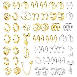 Dochais Gouden oorbellen, 52-73 stuks, gouden oorbellen, gouden oorbellen, oorbellen zonder gat, oorbellen voor dames, heren, oorbellen, nep, Lak Schelp Metaal