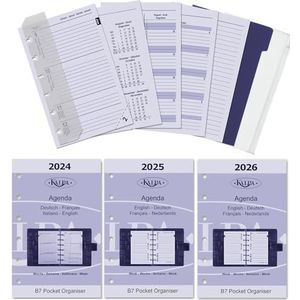 Kalpa Agenda met 6 ringen, navulverpakking, persoonlijke organizer, complete kalender, 2024, 2025, 2026, vakken B7-1 week op 2 pagina's