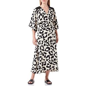 Liquorish Kimono jurk voor dames, lange mouwen, kimono, dierenprint, wit, Wit.