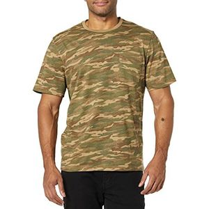 Amazon Essentials Lot de 2 t-shirts à manches courtes et col rond pour homme, coupe ajustée, noir/camouflage, taille L