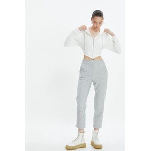 Koton Pantalon à jambes courtes, taille élastique, poches pour femme, Gris mélangé (grm), M