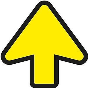 OPUS 2 10 stickers voor sociale afstand pijlen, geel en zwart, 20 x 20 cm, stickers voor sociale afstand, zelfklevende vloerpanelen, waterdicht en uv-bestendig, 357506