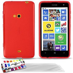 MUZZANO Le Glossy Hybrid beschermhoes voor Nokia Lumia 625, met 3 schermbeschermers, rood