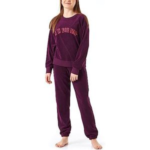 Schiesser Lange pyjama voor meisjes met manchetten van biologisch katoen - maten 140-176, Aubergine _ 179981