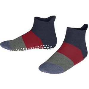 FALKE Uniseks kinderpantoffels kleurblok sokken antislip noppen op de zool betere grip dikke binnenkant fantasie gesp gestreept ademend duurzaam katoen 1 paar, Donkerblauw gemengd 6688,