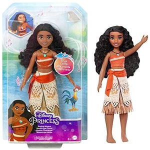 Mattel Disney Disney-prinsessen Zingende Moana-pop met iconische outfit en halsketting, liedje ""Het blauwe licht"", speelgoed voor kinderen, vanaf 3 jaar, HMG14