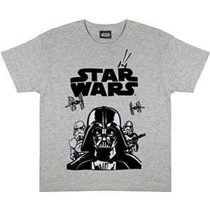 Popgear Star Wars Darth Vader Und Stormtrooper Jungen T-shirt Heather Grey T-shirt voor jongens, Heather Grijs