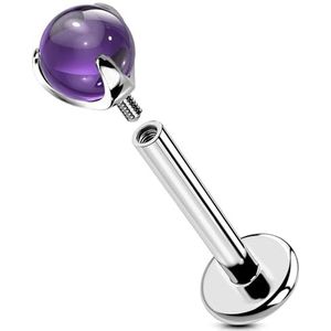 OUFER Body Piercing Interne titanium lip piercing helix 16 g amethist tragus conch labret piercing 6/8/10/12 mm, Titanium, Amethist