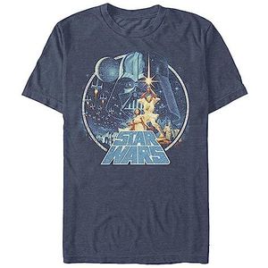 Star Wars Vintage Victory Graphic T-shirt voor heren, marineblauw gemêleerd