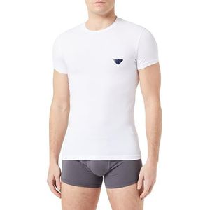 EMPORIO ARMANI Glanzend logo T-shirt voor heren, Wit.