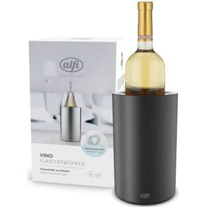 alfi VINO Velvet Black Mat, roestvrijstalen flessenkoeler voor 0,70-1 liter flessen, wijnkoeler, champagnekoeler, koel bewaren, condensvrij en ijsblokjes, vaatwasmachinebestendig, BPA-vrij