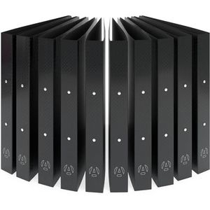 ACROPAQ - 10 x ringband A4 - overhemd, heldere kleuren, smal, met 2 ringen, rugbreedte 4 cm - ringmap, archiefmap zwart