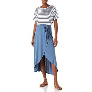 Object Vrouwelijke maxi-rok met wikkeleffect, Blauw sieraad.