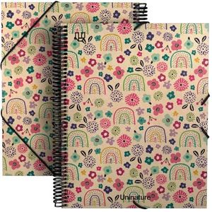 Unipapel - Classeur avec pochettes transparentes à spirale A4, Maxiplás Uninature Design Hawaï, couvertures en carton et kraft 100% recyclés, 40 doublures, certifié FSC, parfait pour documents