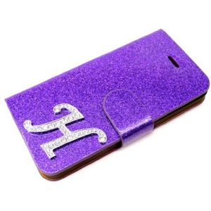 Exklusive-Cad SON-XP-Z-L36H-Etui-Glamour-H-Purple Sony Xperia Z L36 H Glamour Glitter Strass trektas hoes met magneetsluiting letter H, paars