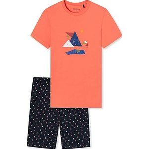 Schiesser Korte pyjama voor jongens, biologisch katoen (LL) Pijama-set, papaya, 10 jaar, Oranje