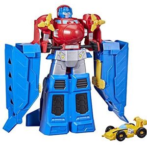 Transformers, Optimus Prime Jumbo Jet met Bumblebee-figuur, raceauto, 11 cm, converteerbaar speelgoed, vanaf 3 jaar, 38 cm